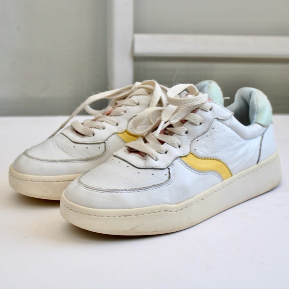 Soludos Women's Roma Retro Sneaker - White / Pastels / Yellow / Pink Size 7 - Picture 3 of 9